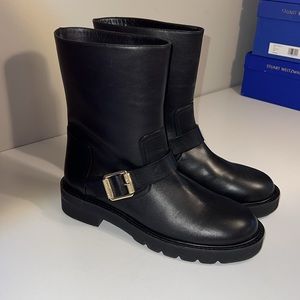 NWT Stuart Weitzman motor boots with gold hardware